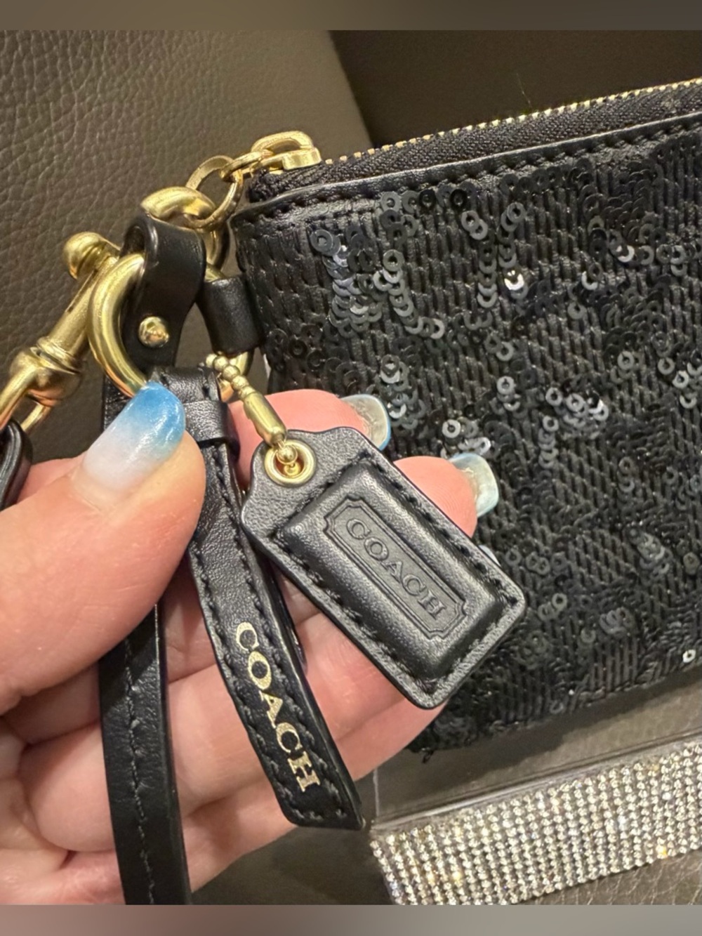 Coach Poppy Signature C Sequin Wristlet - Gem